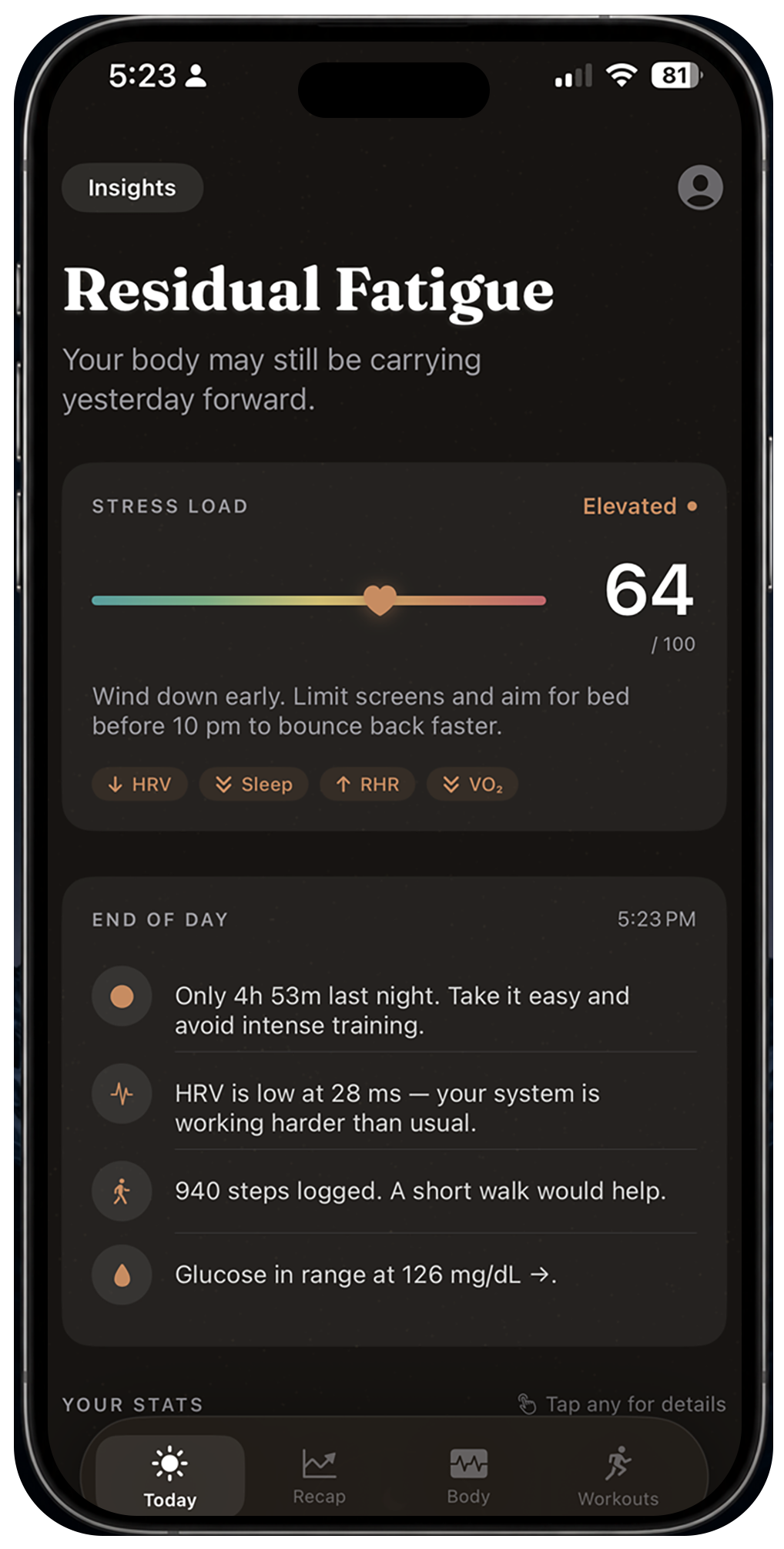DriftWell app screen 1