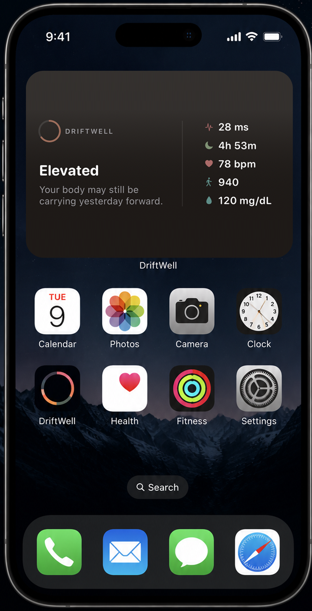DriftWell app screen 2